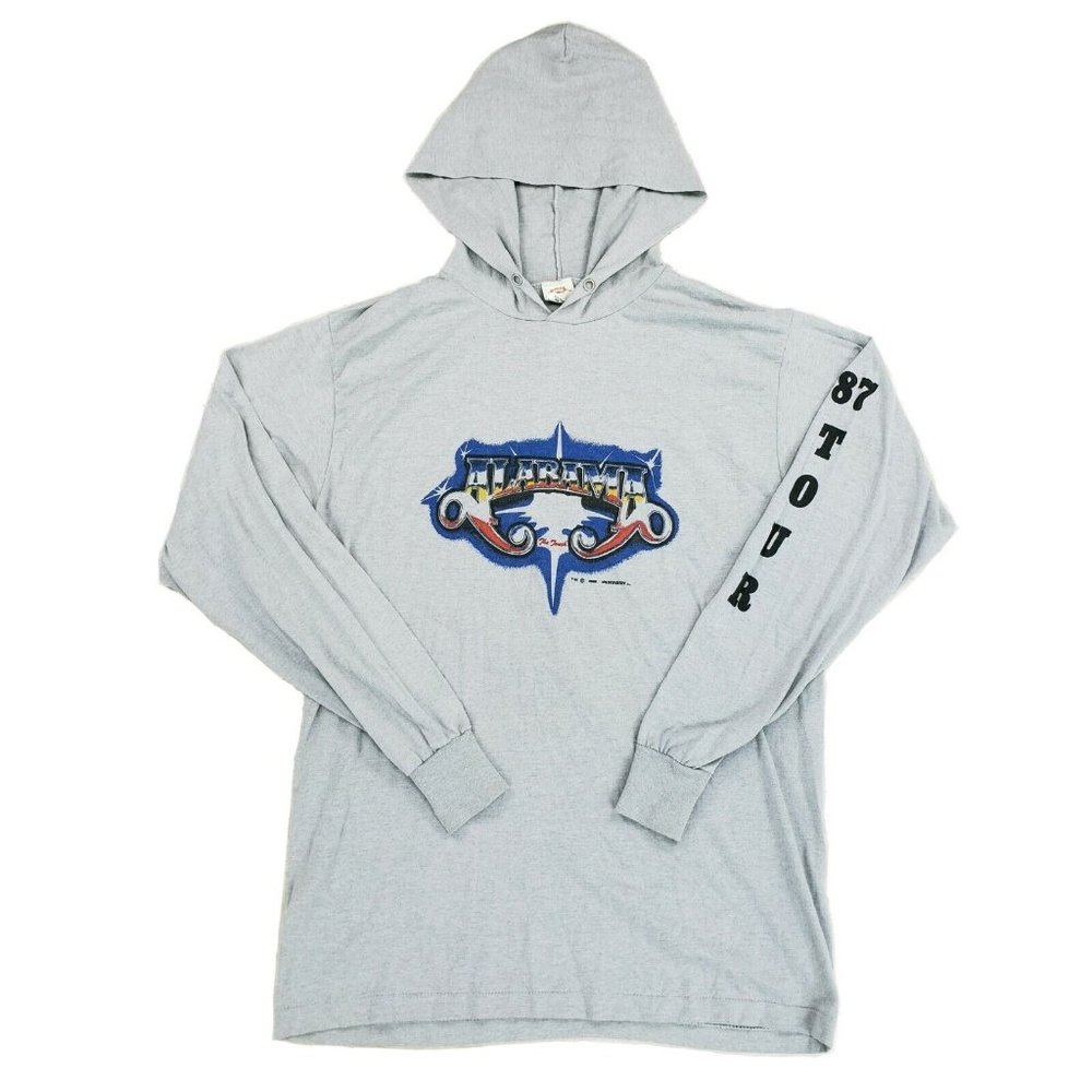 Vintage 80s Alabama Band The Touch Tour Hooded T-Shirt USA Made Single Stitch XL